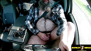 Hairy Bear Monkey Mingo Driving Naked and Masturbating Big Boobs Porn Video
