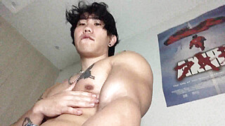 College Asian Jock Solo Flexing And Massaging Muscles Big Boobs Porn Video