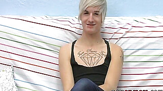 Inked twink jerks off solo after casting Big Boobs Porn Video